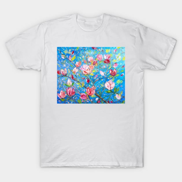 Blooming Magnolia in a Catalan Village T-Shirt by NataliaShchip